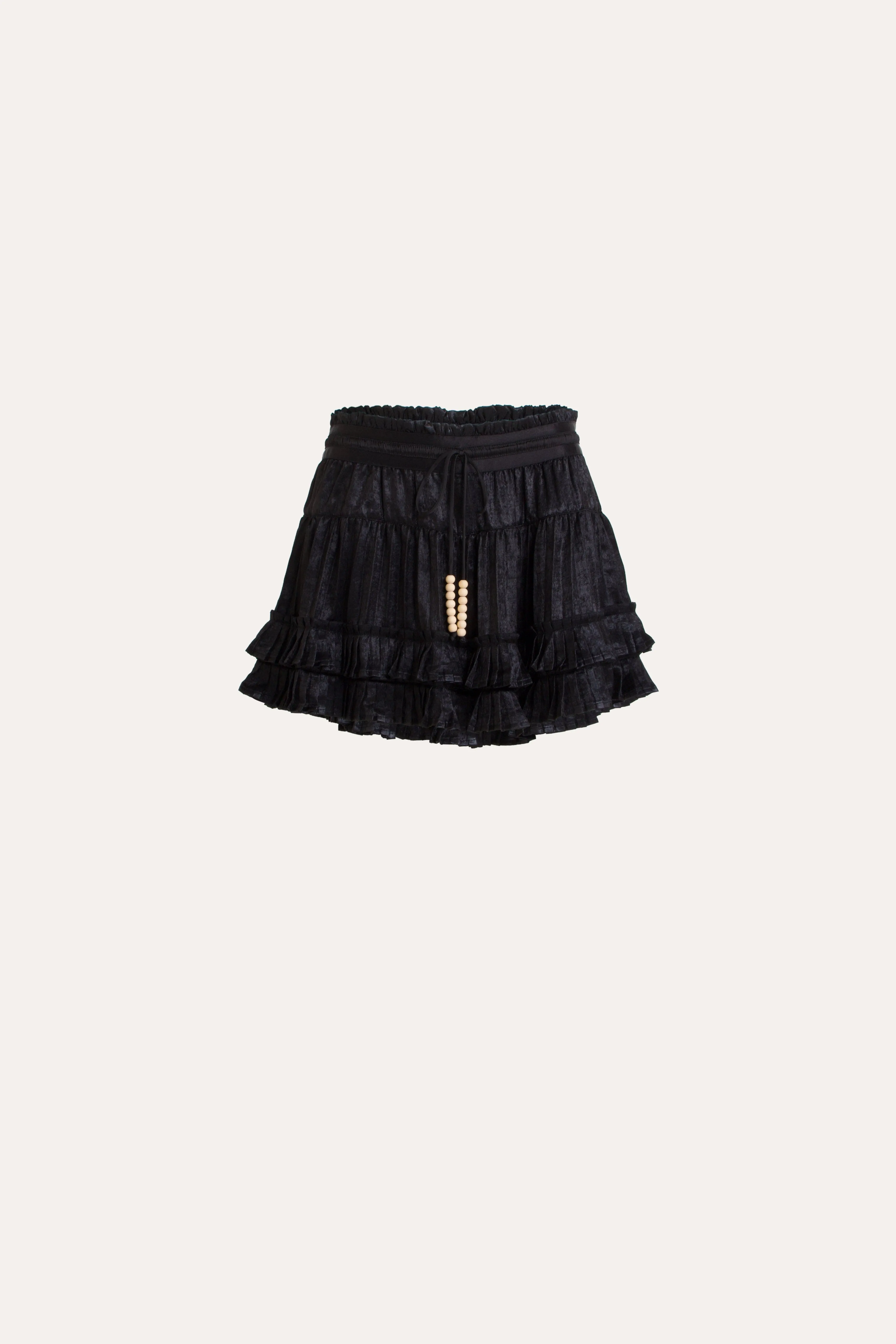 Wanda Pleated Lamé Frill Short