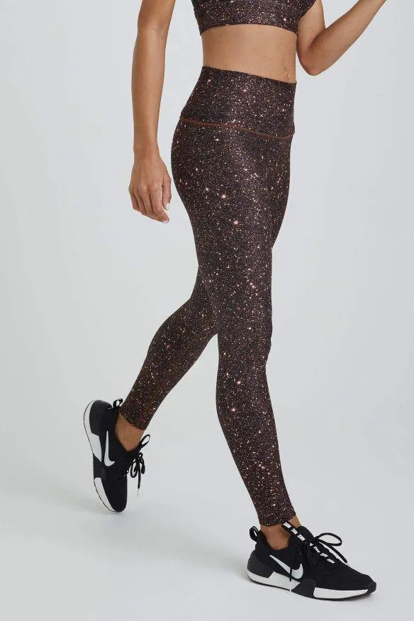 Wear It To Heart Mocha Super Disco Foil High Waist Legging