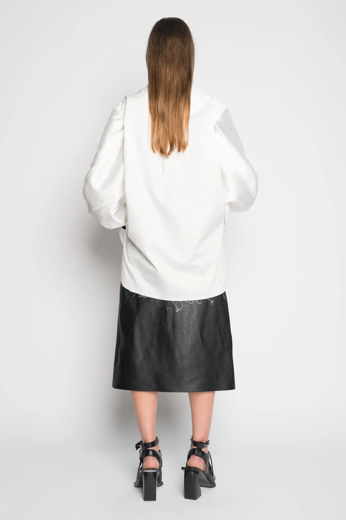 WHITE SHIRT WITH BOMBER SLEEVE