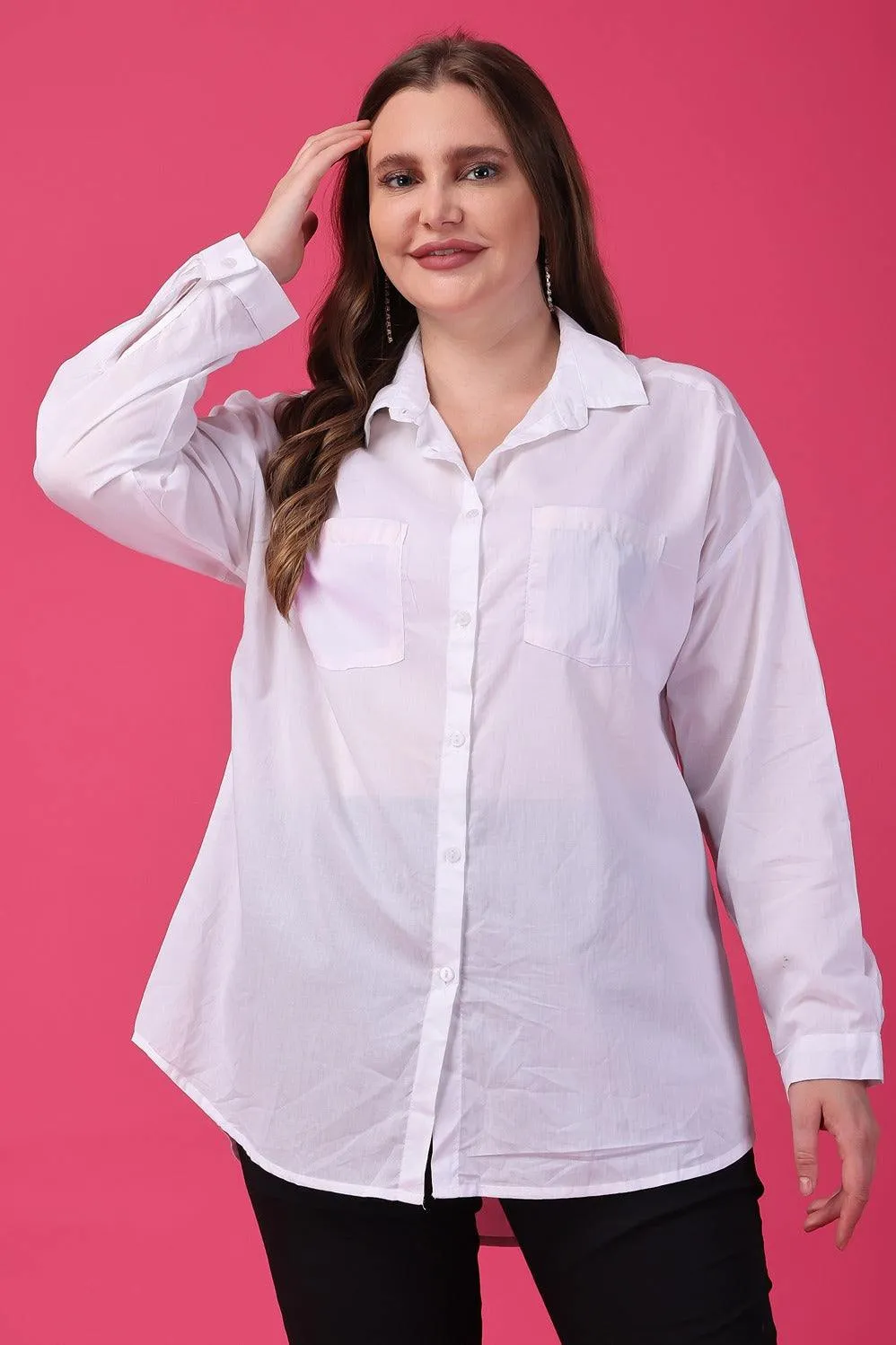 White Solid Shirt with Pockets