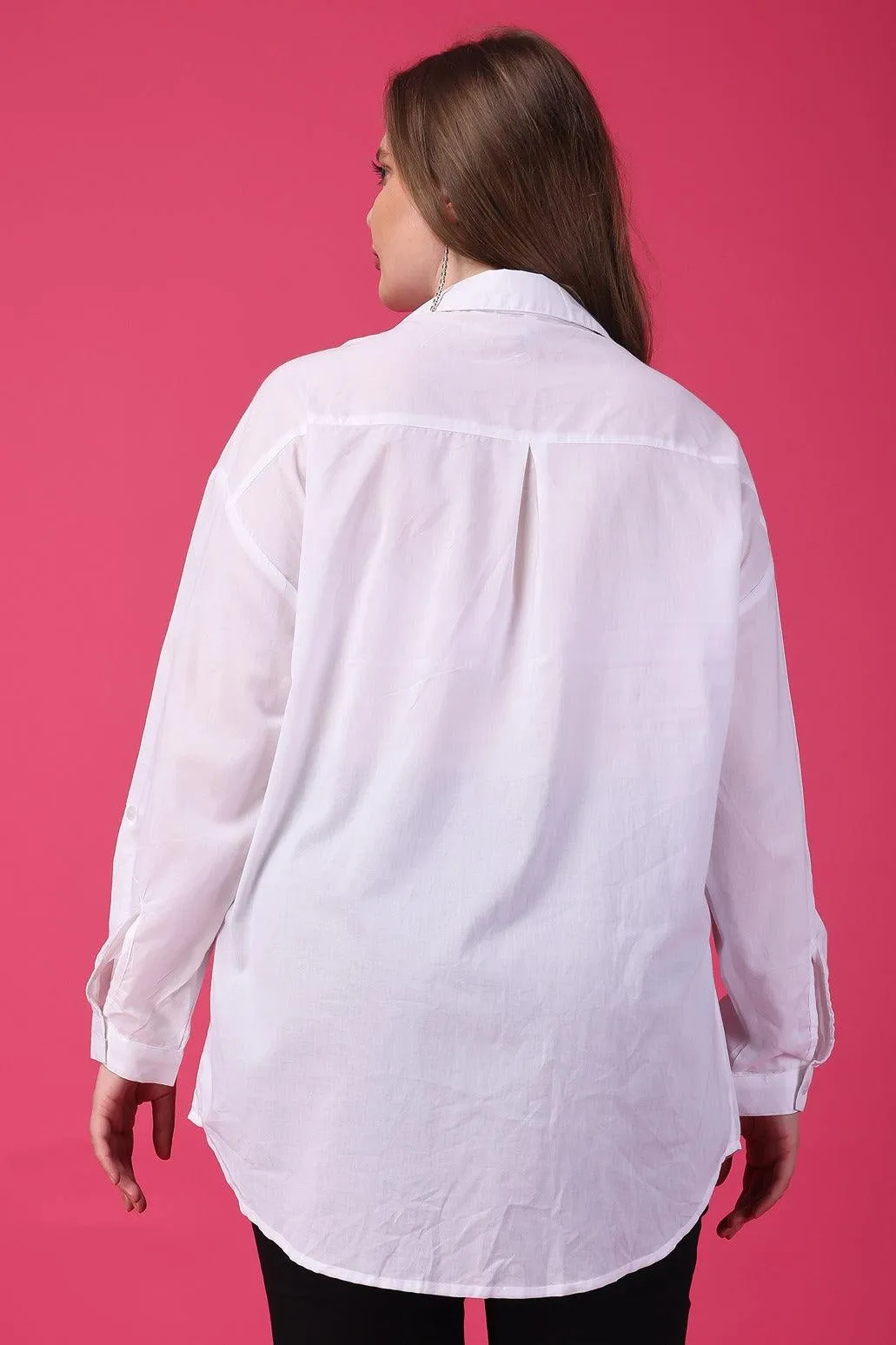 White Solid Shirt with Pockets