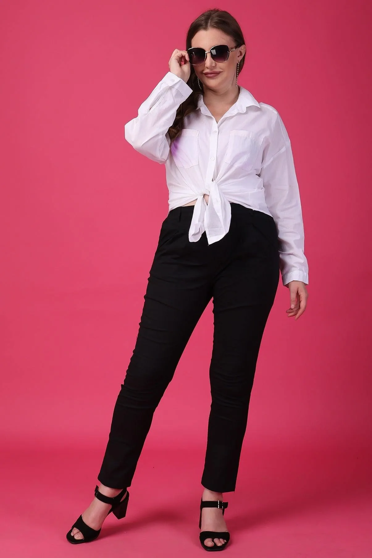 White Solid Shirt with Pockets