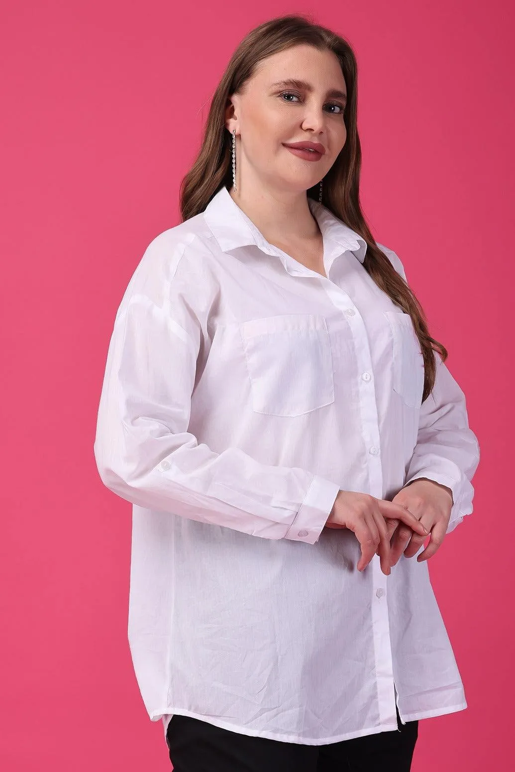 White Solid Shirt with Pockets