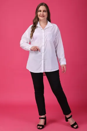 White Solid Shirt with Pockets