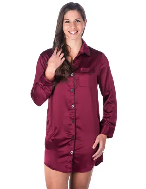 Women's Premium Satin Long Sleeve Sleep Shirt