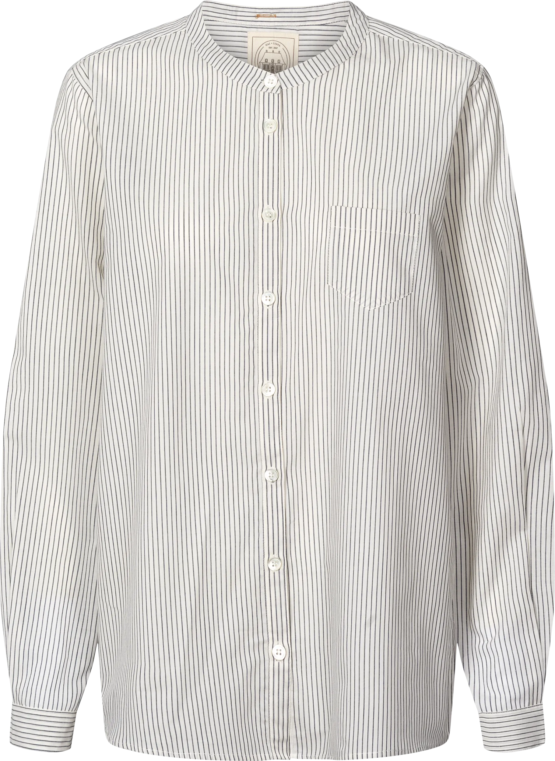 Woodie Shirt Cotton pin stripe GOTS 243975 - Denim Blue Stripe