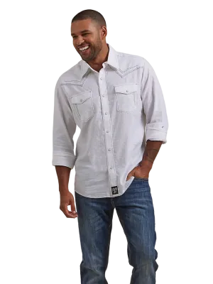 Wrangler Men's Embroidered Yoke Western White Shirt - Tall