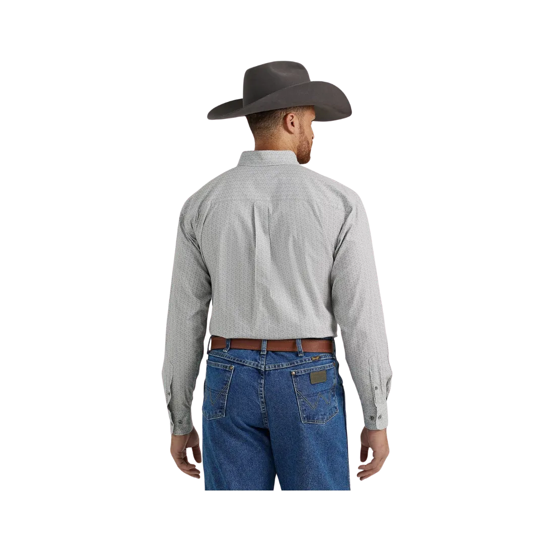 Wrangler Men's George Strait Grey Hatches Long Sleeve Button Down Shirt