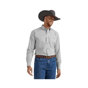 Wrangler Men's George Strait Grey Hatches Long Sleeve Button Down Shirt